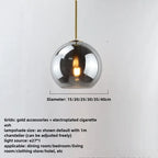 Modern Glass Ball Chandelier Lights for Dining Room Bar Kitchen Hanging Lamps Living Smoky Gray Glass Lampara Lustres Led Lights