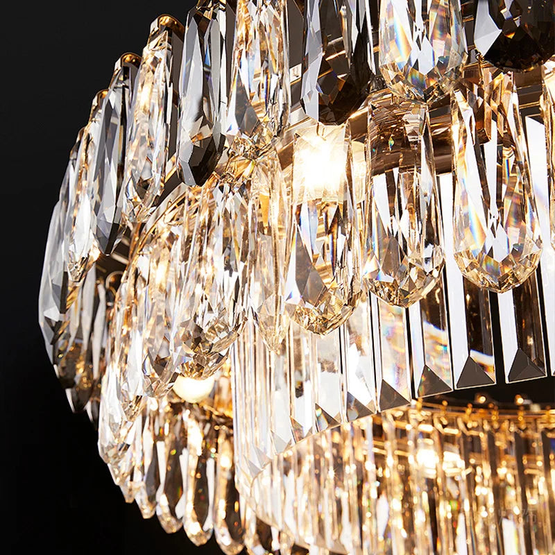 DecorBites™ ثريا كريستال ذهبية: إضاءة فاخرة لغرفة الطعام والمعيشة وغرفة النوم وجزيرة المطبخ