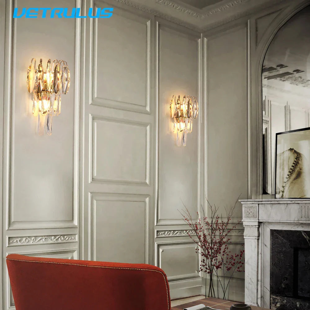 DecorBites™ Crystal LED Wall Lamp Modern Cloakroom Bedside Luster for Luxurious Living Spaces