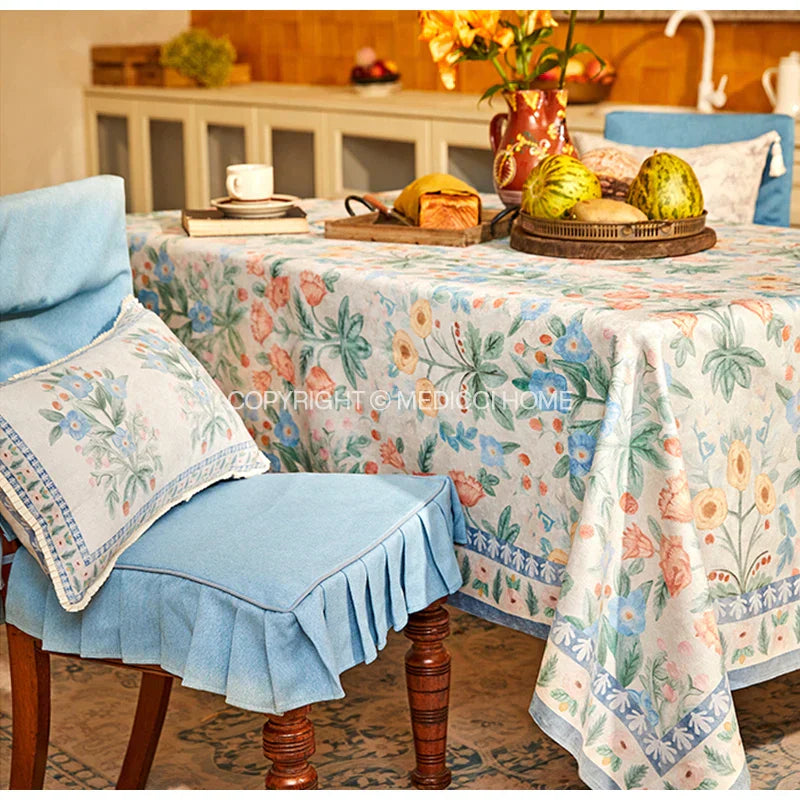 DecorBites™ French Pastoral Flowers Lumbar Pillow Cover 30x50cm Luxe Fabric Texture Case