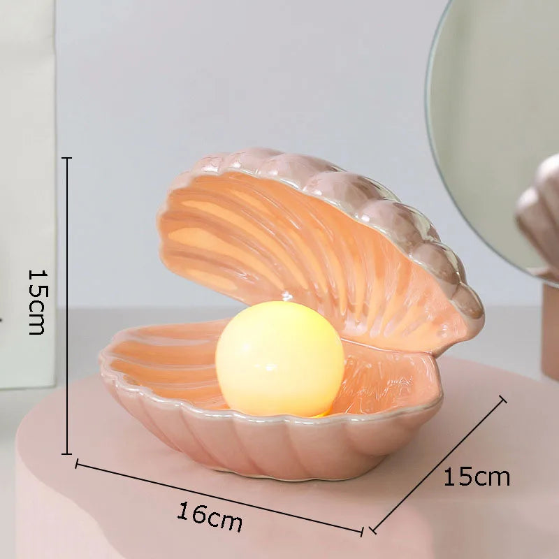 DecorBites™ Dream Pearl Ceramic Lamp Desk Decoration Modern Home Decor Ornaments Shell Storage Box