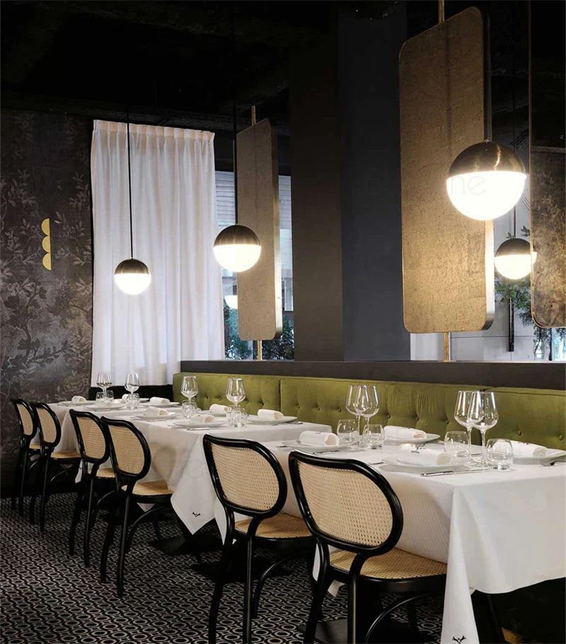 DecorBites™ Glass Ball Pendant Lights: Black 15/20cm LED Hanging Lamps for Kitchen Living Room