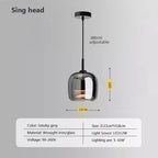Modern Gray Glass Pendant Light With Plated Finish