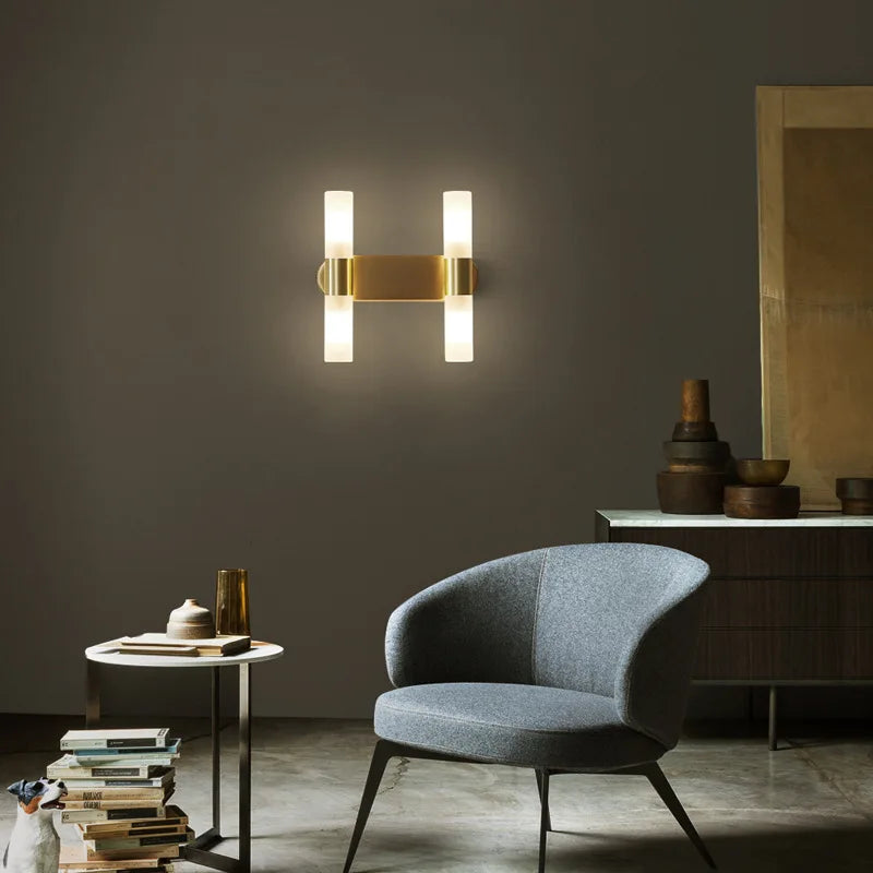 مصباح حائط من الأكريليك النحاسي الذهبي من DecorBites™‎ مع لمبة G9 لإضاءة الحمامات وغرف النوم