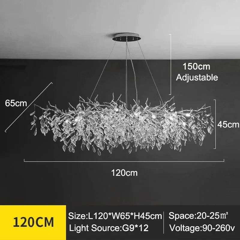 Modern Silver Crystal Chain Pendant Chandelier