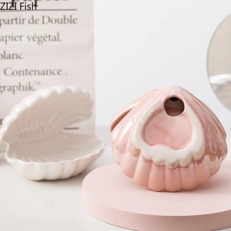 DecorBites™ Dream Pearl Ceramic Lamp Desk Decoration Modern Home Decor Ornaments Shell Storage Box