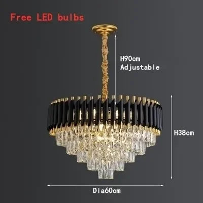 ثريا ديكوربيتس™ الكريستالية المعلقة بإضاءة LED، إضاءة سوداء فاخرة لغرفة النوم والمعيشة والطعام