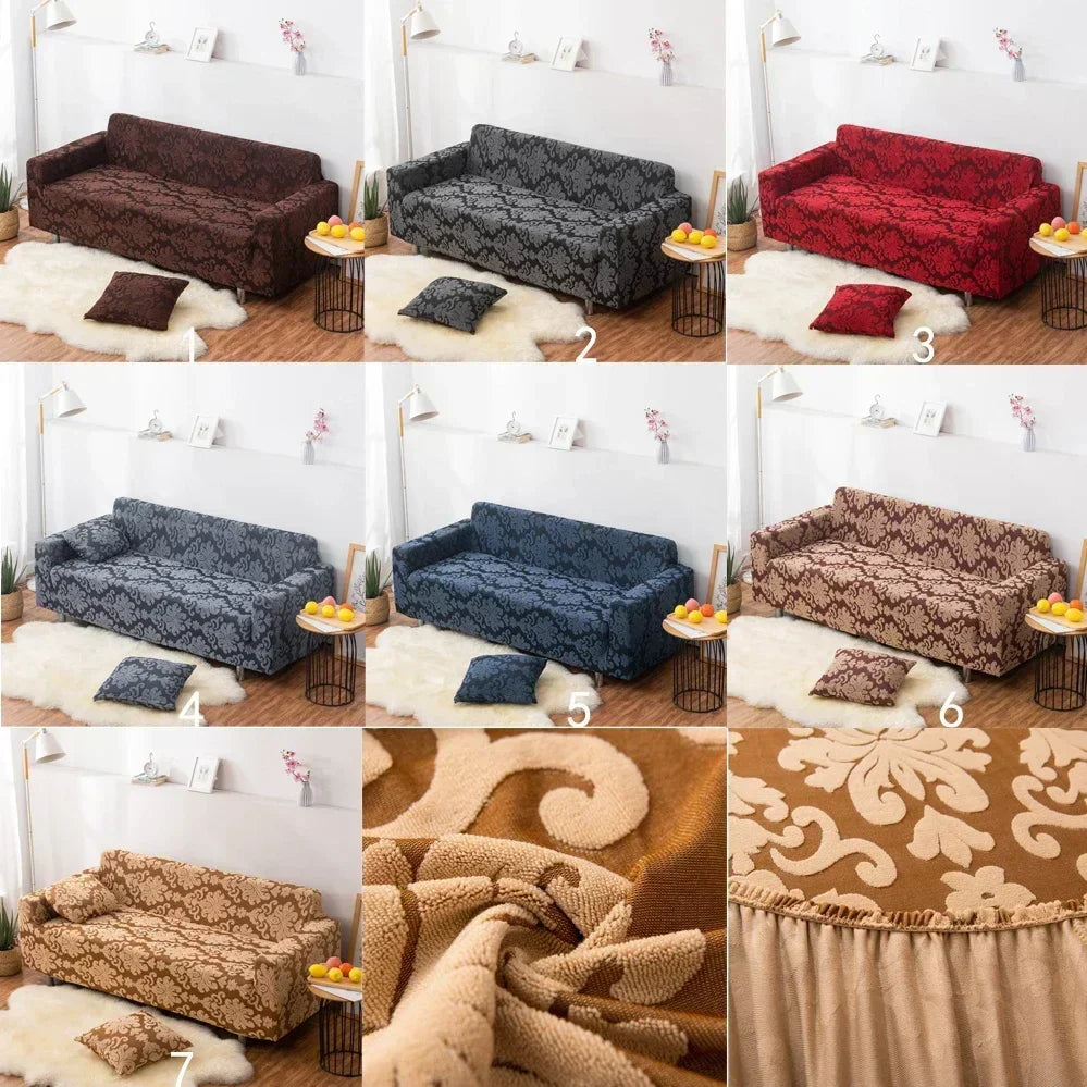 DecorBites™ 3D Solid Embossed Thick Sofa Cover Slipcovers - Spandex Stretch Couch Case