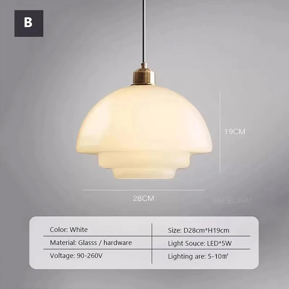 Nordic Cream Glass Pendant Light With Nickel Finish