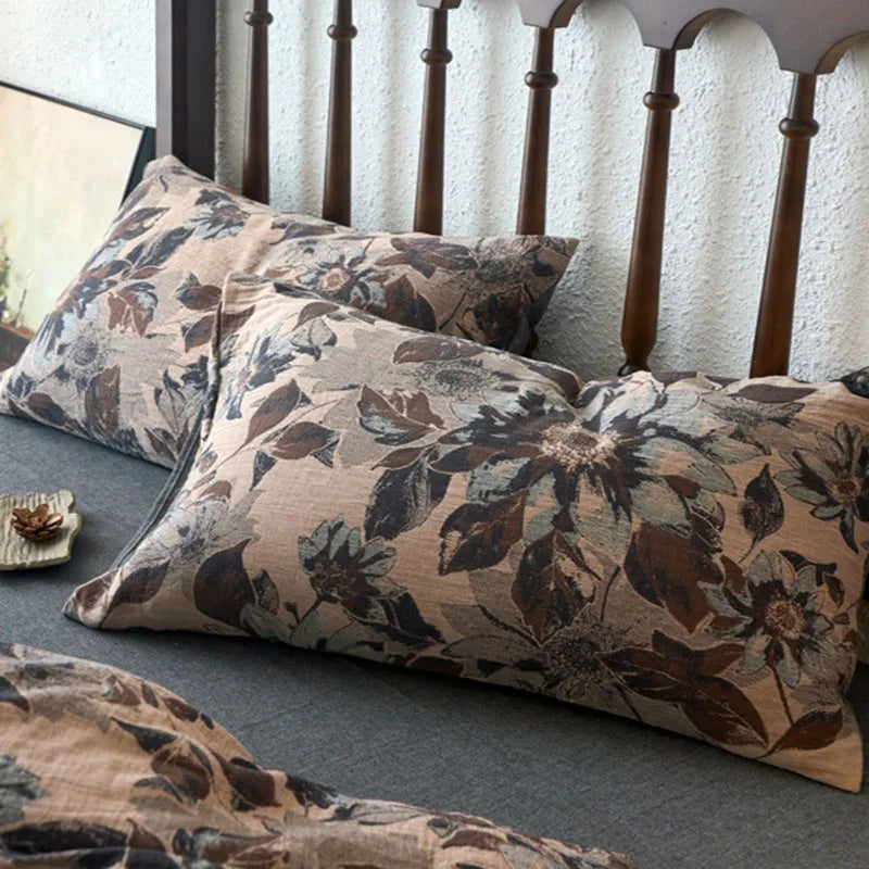DecorBites™ 100% Cotton Double-Layer Floral Jacquard Duvet Cover Set
