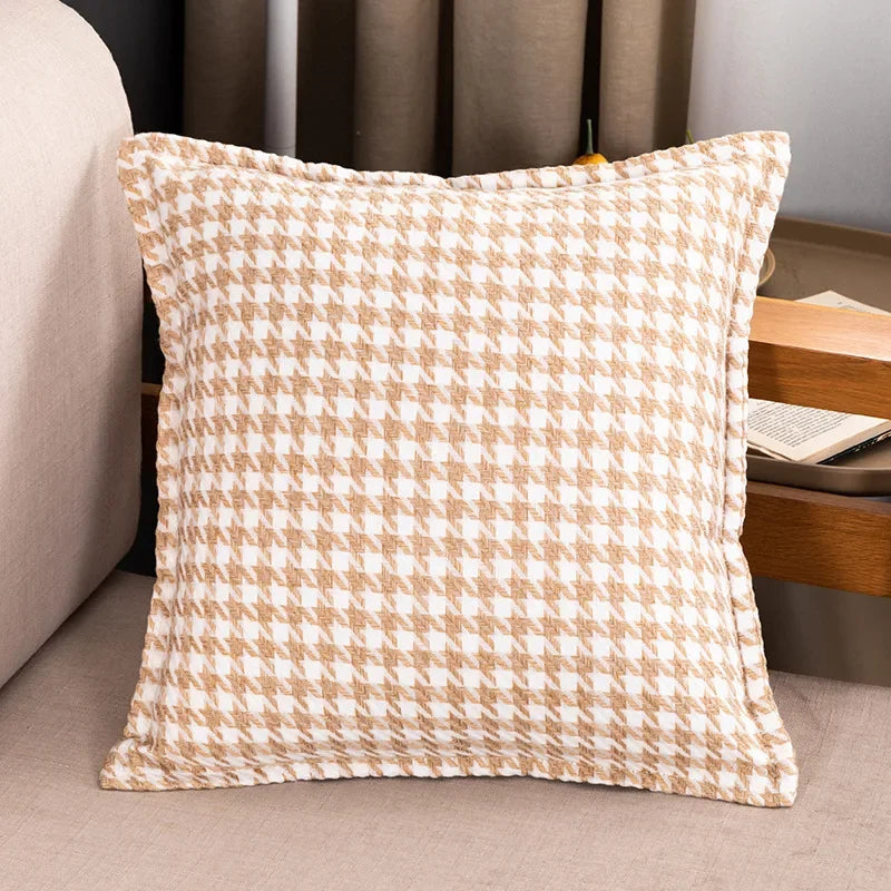 DecorBites™ Houndstooth Cushion Cover 30x50cm Black and White Bow Waist Pillow Case