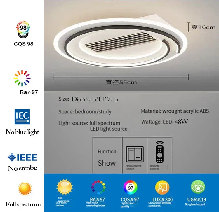 مروحة سقف DecorBites™ LED بدون شفرات مع جهاز تحكم عن بعد لغرفة المعيشة الحديثة