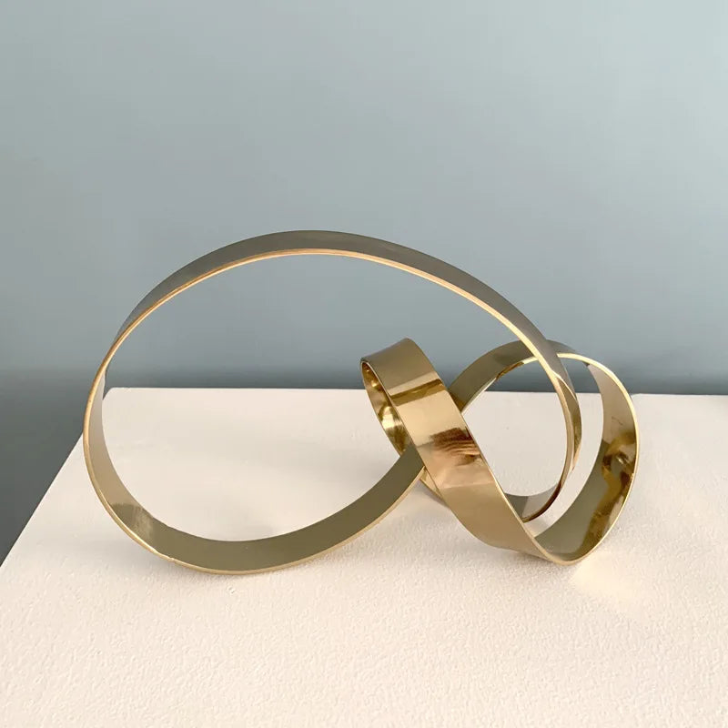 DecorBites™ Abstract Knot Golden Tape Metal Sculpture Figurine for Room Decoration