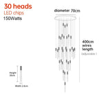 New Staircase Chandelier LED Modern Duplex Loft Spiral Long Chandelier Creative Villa Living Room Bedroom Hanging Crystal Light