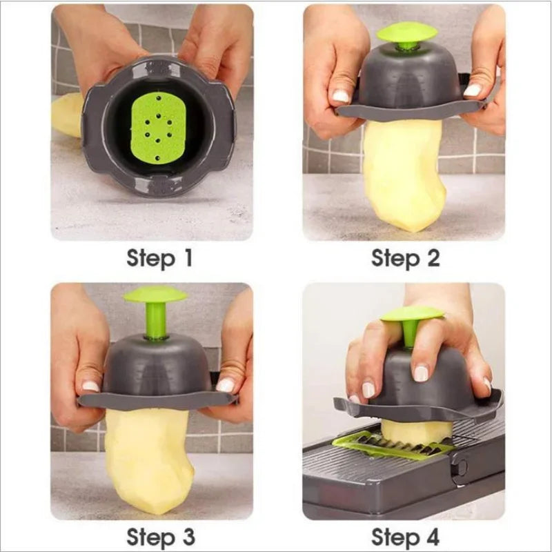 DecorBites™ 3-in-1 Vegetable Slicer Cutter Grater with Basket - Kitchen Essential