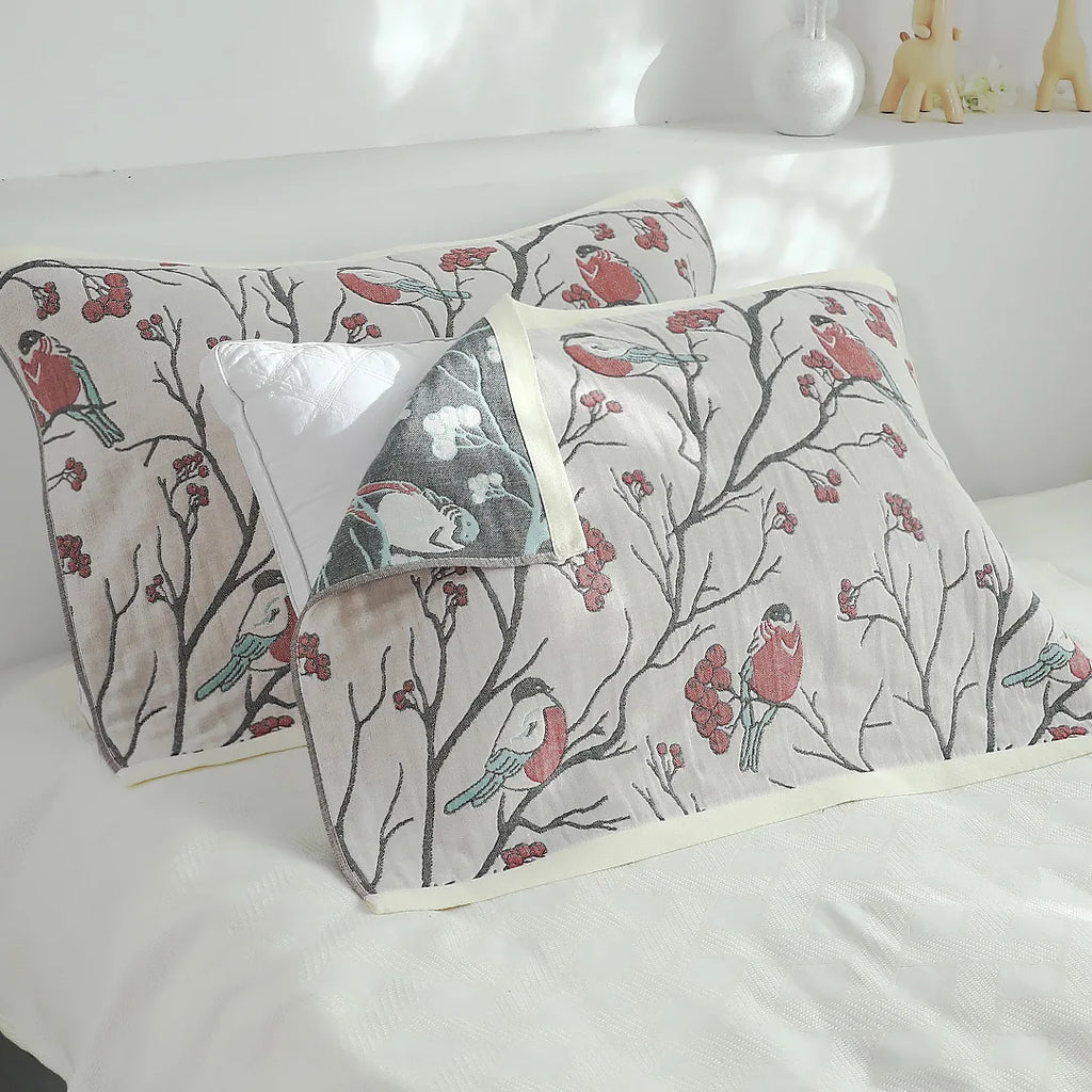 DecorBites™ منشفة وسادة بحواف من الدانتيل - جاكار مصبوغ بخيوط على الوجهين - 52*75 سم - شاش قطني بخمس طبقات