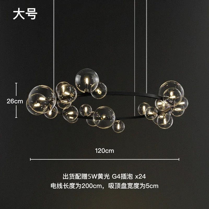 DecorBites™ Glass Ball LED Chandelier: Modern Nordic Style for Living, Dining, Kitchen, Study