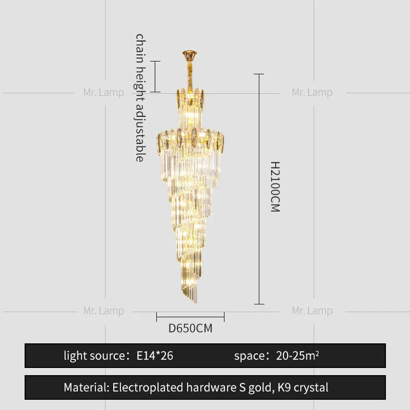 DecorBites™ Crystal Chandelier: Modern Minimalist Duplex Living Room Luxury Light