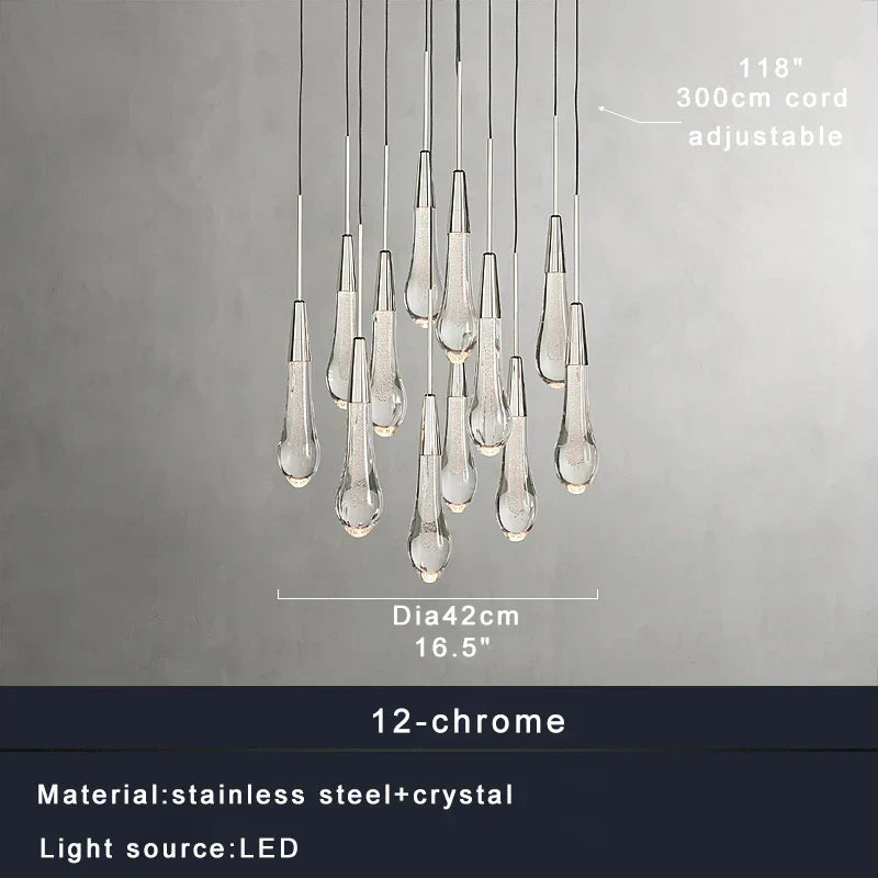 DecorBites™ Crystal Water-drop Chandelier Light Fixture - Luxury Stairwell Decor