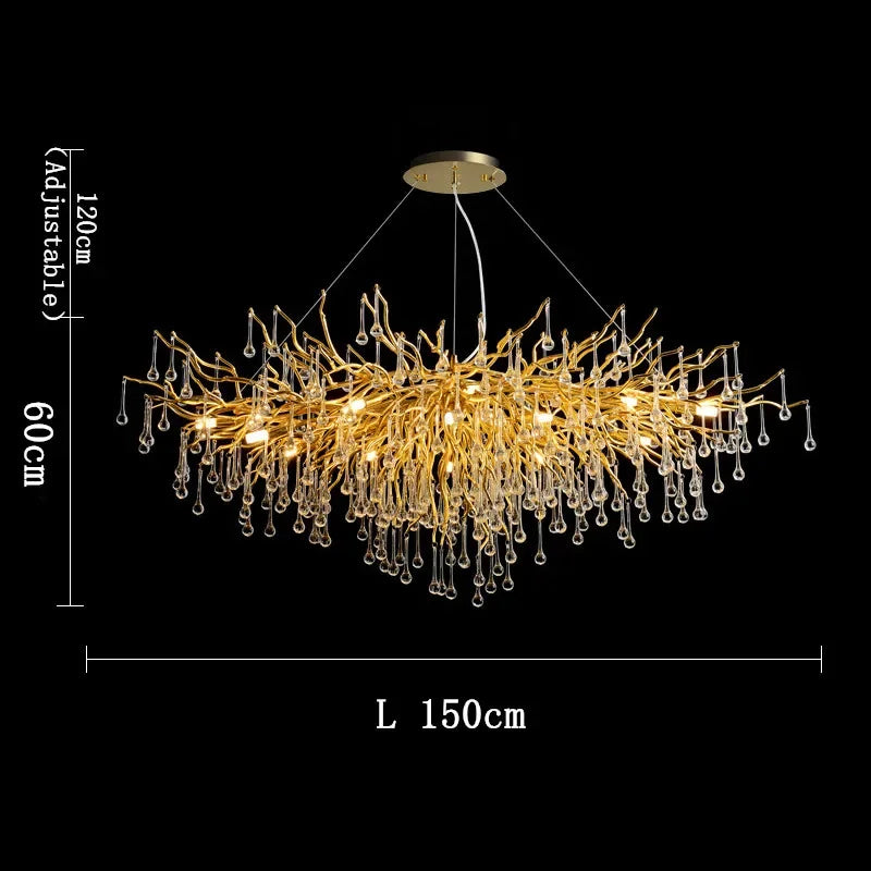 DecorBites™ Golden Branch Crystal Chandelier – Luxe Living Room & Hotel Lobby Decor