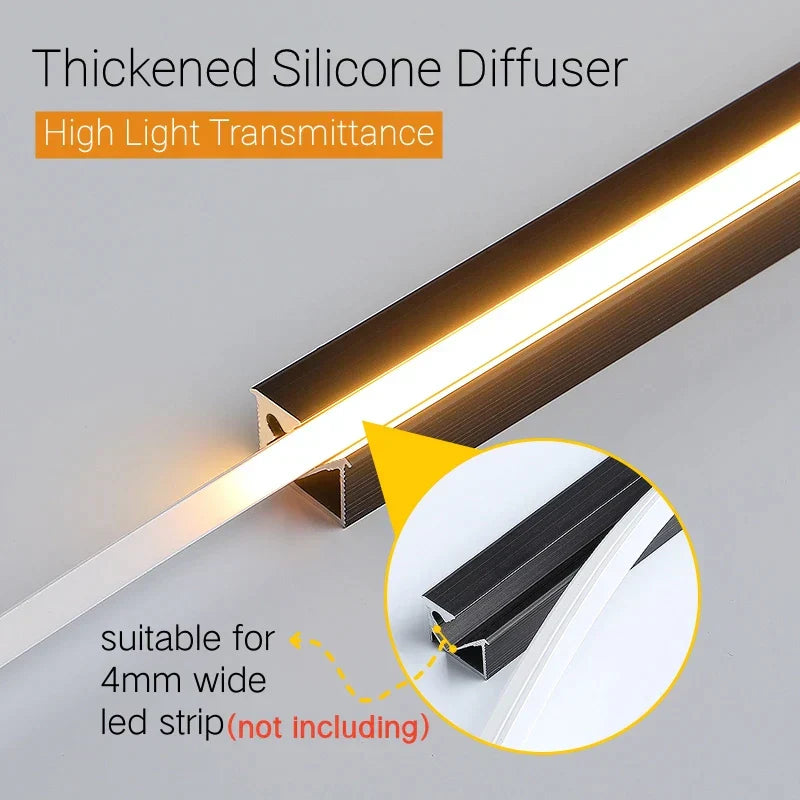DecorBites™ 45° Backlight LED Aluminum Profile Bar with Silicone Diffuser Cover