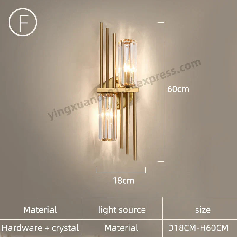 DecorBites™ Crystal Wall Light: Minimalist Bedside Loft Wall Sconce for Living Room