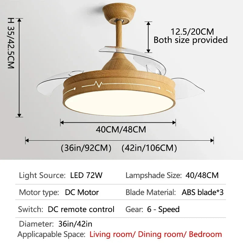 DecorBites™ DC Motor Ceiling Fan Light with Remote Control for Home, Bedroom, and Living Room