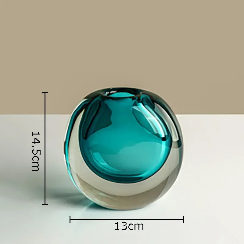 DecorBites™ Elegant 2-Tone Glass Vase with Artificial Flowers for Modern Home Decor