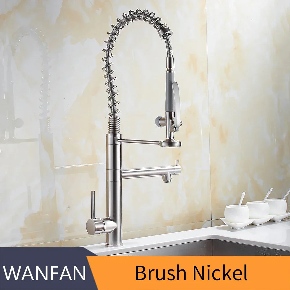 DecorBites™ Black Chrome Tall Kitchen Faucet with Pull Down Spray and Swivel Spout