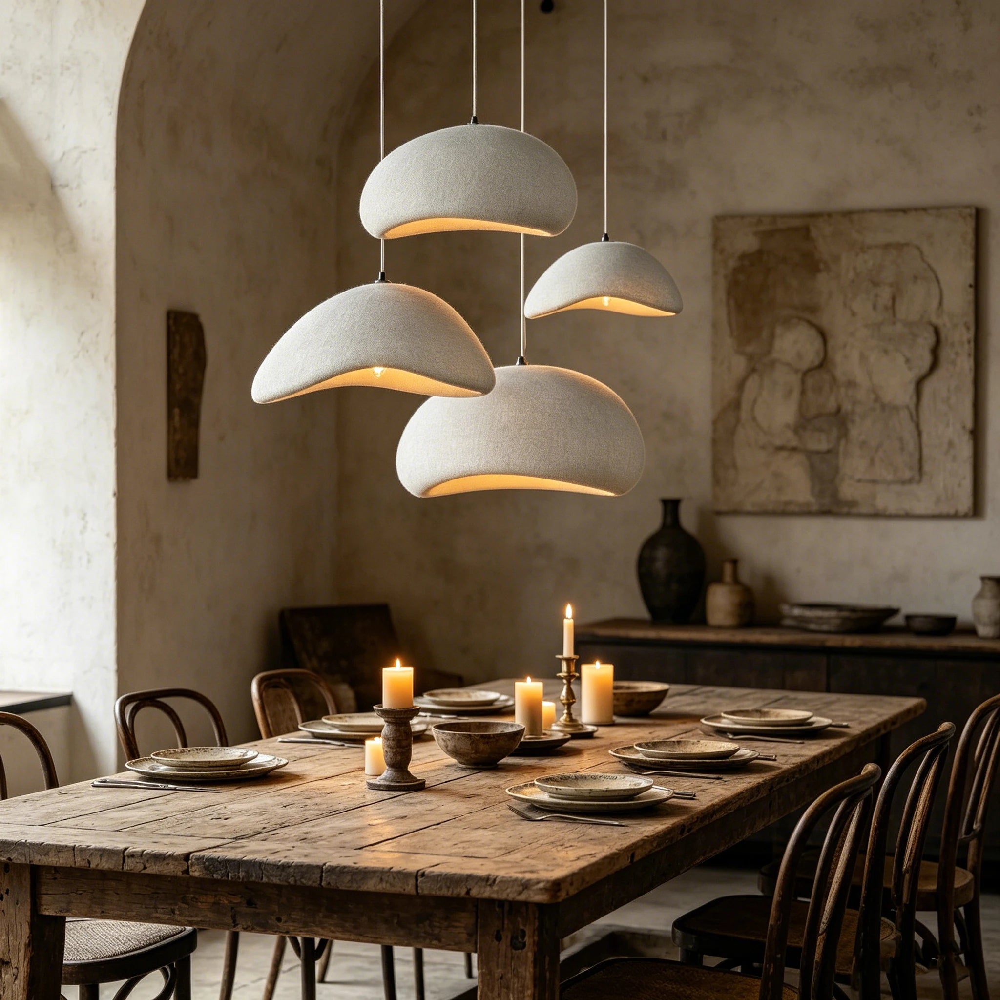 Nordic Wabi-Sabi White Or Gray Sculptural Pendant Light