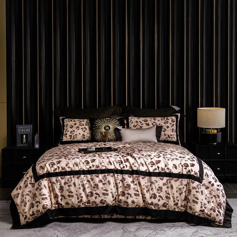 DecorBites™ Leopard Print Luxury Bedding Set Queen King Size Duvet Cover Sheet Pillowcases