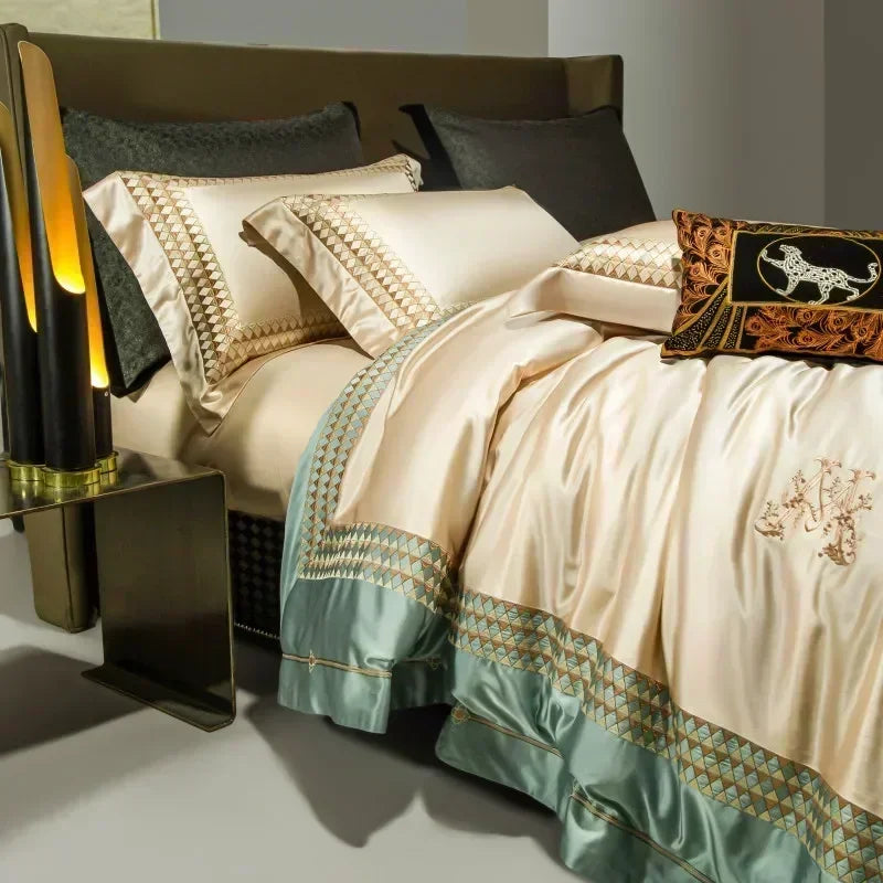 DecorBites™ 1200TC Egyptian Cotton Embroidery Bedding Set - Queen King Size Bedlinens