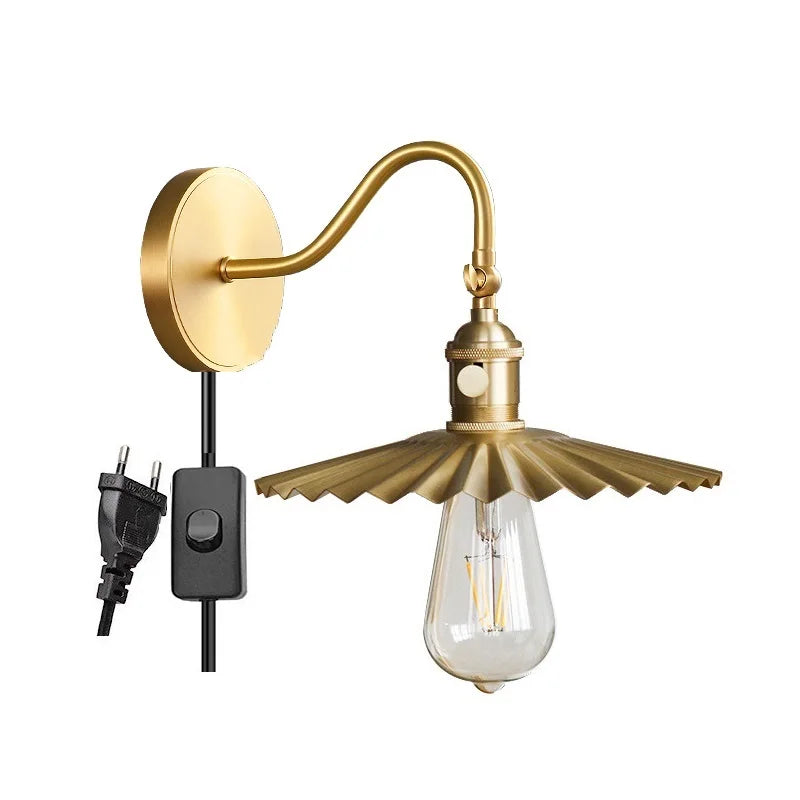 DecorBites™ LED Copper Wall Lights | Pull Chain Switch | Indoor Bedroom Living Room Lamp