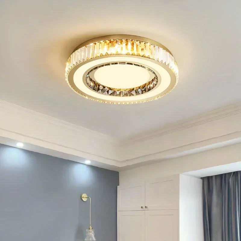 DecorBites™ Gold Crystal Ceiling Chandelier LED Fixture for Luxury Home Decor