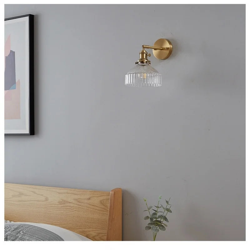 DecorBites™ Glass Pull Chain LED Wall Lamp Copper Socket Study Living Room Stair Light