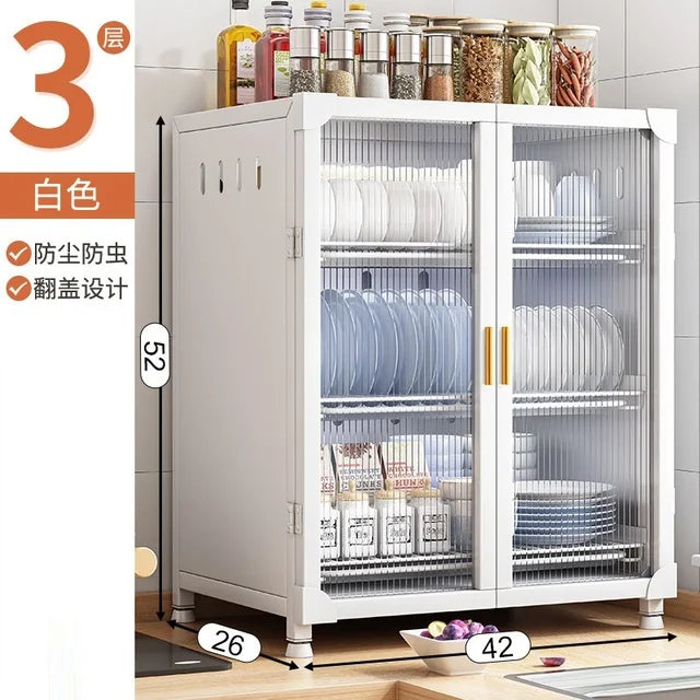 DecorBites™ Kitchen Cupboard Storage Rack with Dustproof Cover Organizing Dish Box