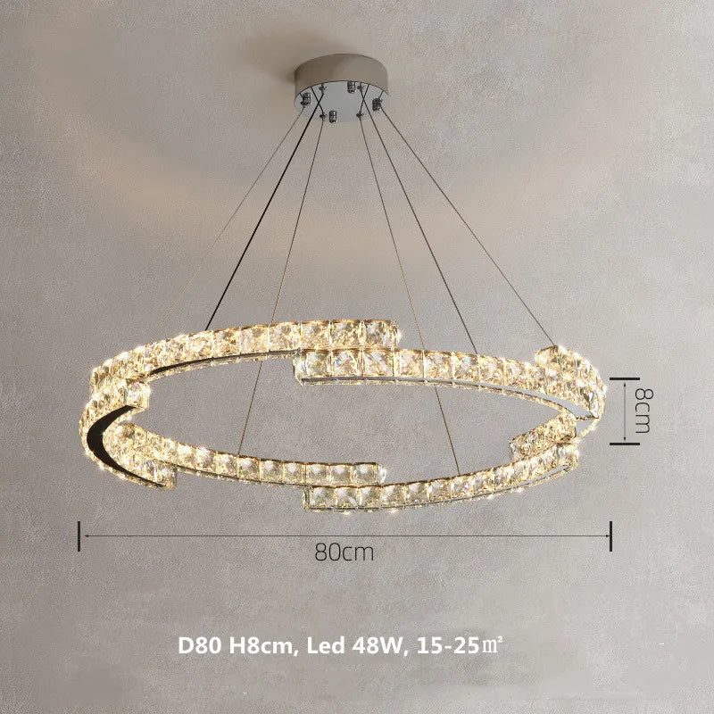 DecorBites™ Crystal LED Pendant Lights Chrome Steel Modern Luxury Fixtures