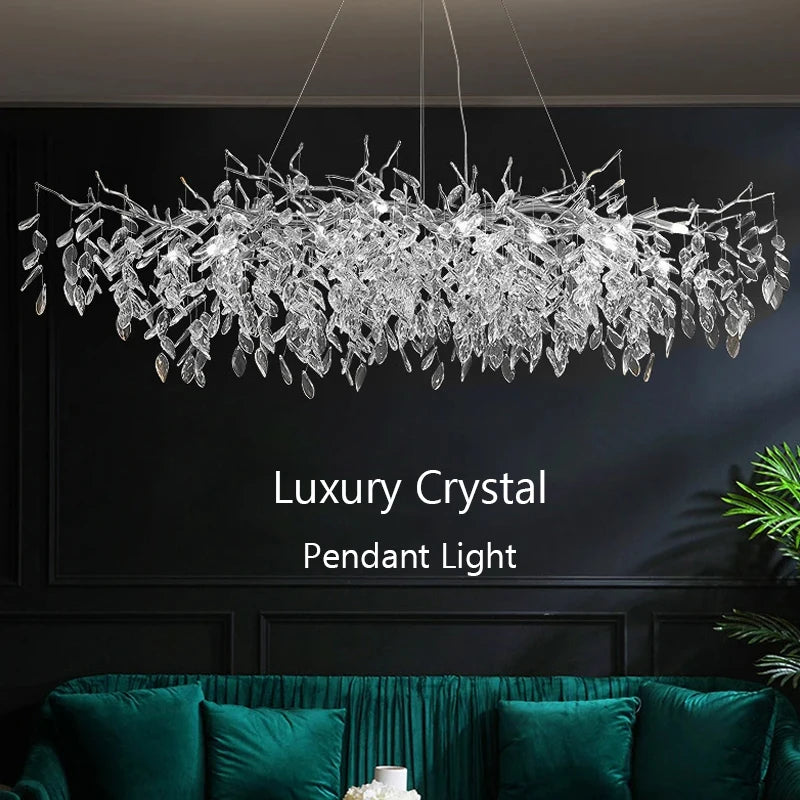 Modern Silver Crystal Chain Pendant Chandelier