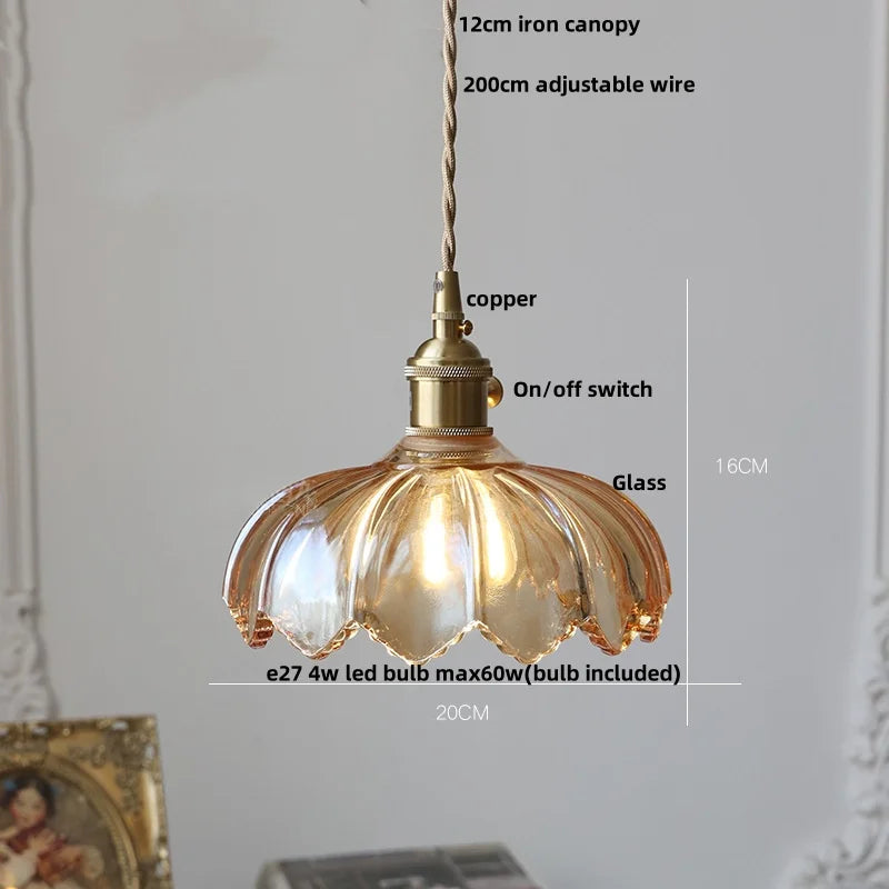 DecorBites™ Glass LED Pendant Lamp with Wood Handle - Modern Nordic Hanging Light