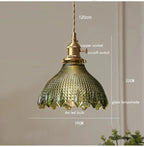 Korean Retro Glass Pendant Light With Wood Accent