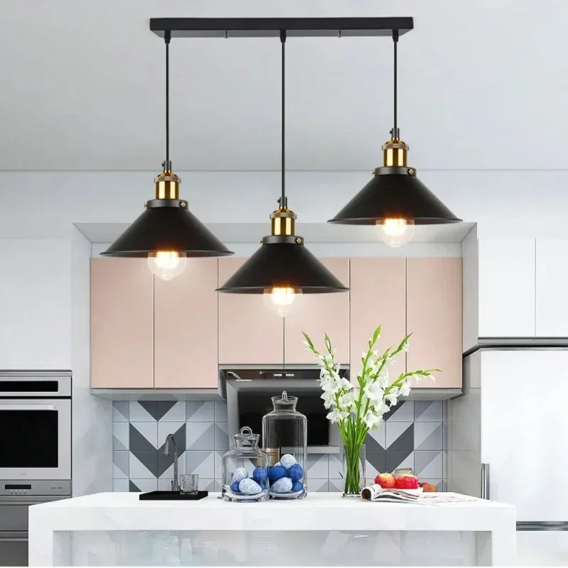 Black Vintage Metal Multi-Head Pendant Light