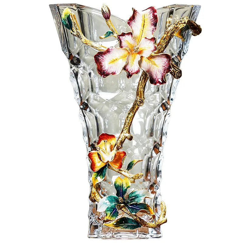 DecorBites™ Crystal Glass Vase: Modern Light Luxury Enamel Living Room Decor