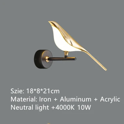 DecorBites™ Gold Magpie Bird Ceiling Chandelier | Modern LED Ring Light for Dining Room & Decor