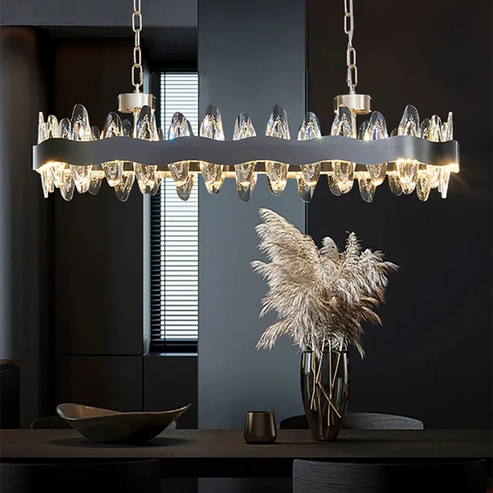 DecorBites™ Crystal LED Chandelier: Modern Luxury Interior Pendant Light for Living Room