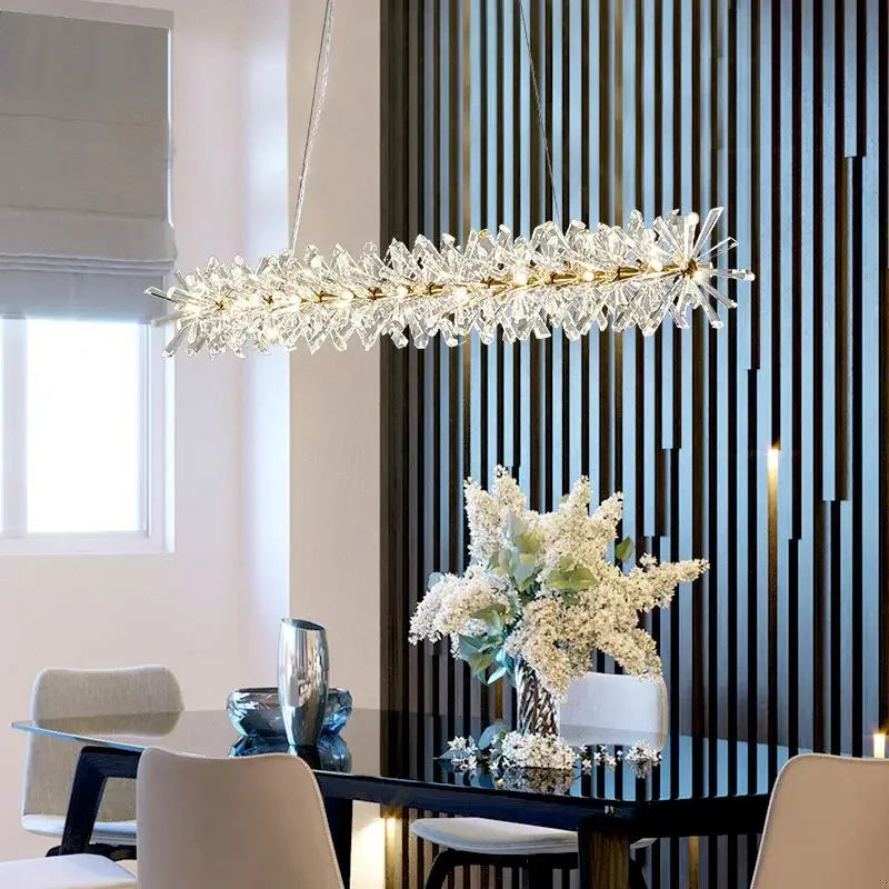 DecorBites™ Crystal Flower Chandelier: Modern Nordic Luxury LED Ceiling Lamp for Living Room