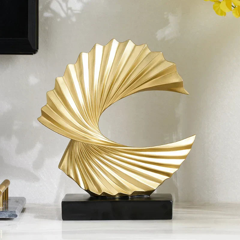 DecorBites™ تمثال راتنجي ذهبي تجريدي لديكور المنزل والمكتب العصري