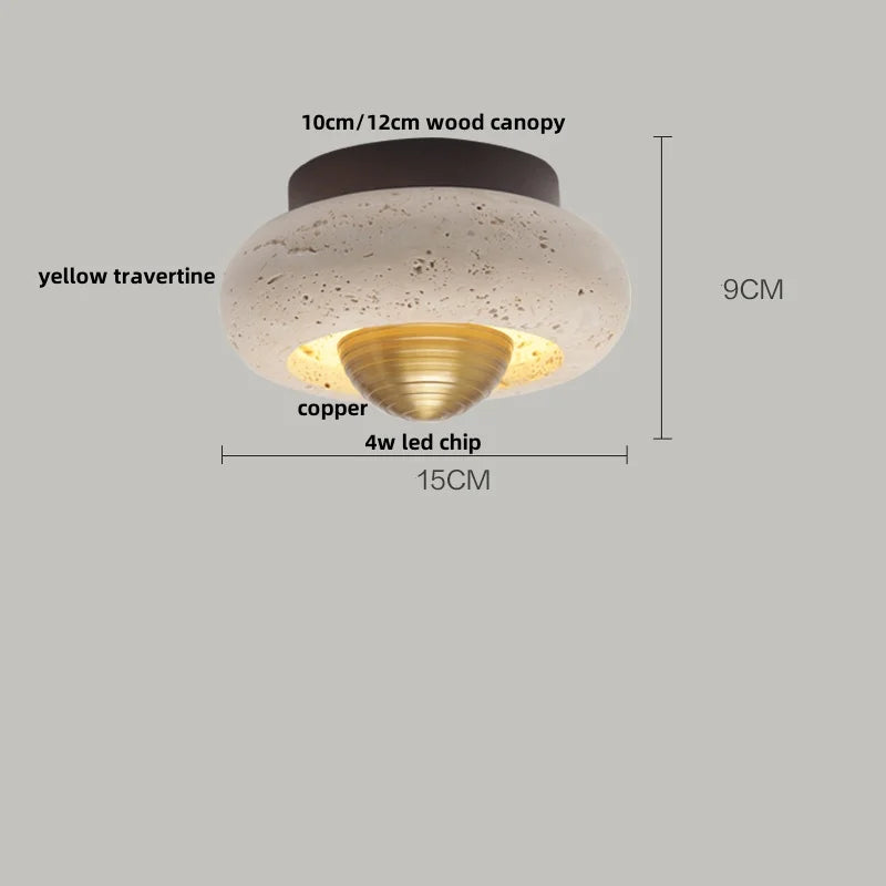 DecorBites™ Glass Ball LED Ceiling Light, Japan Style, Yellow Travertine, Restaurant Reading Décor