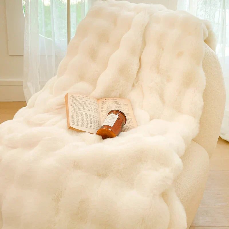 DecorBites™ Gradient Pink Double Layer Faux Fur Winter Blanket
