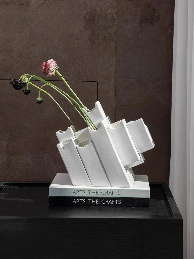 DecorBites™ Geometric Ceramic Vase Block Splicing Flower Arrangement Handicrafts Home Decor