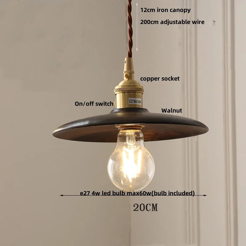 DecorBites™ LED Wood Pendant Light Fixture | Adjustable Hanging Lamp for Home Decor